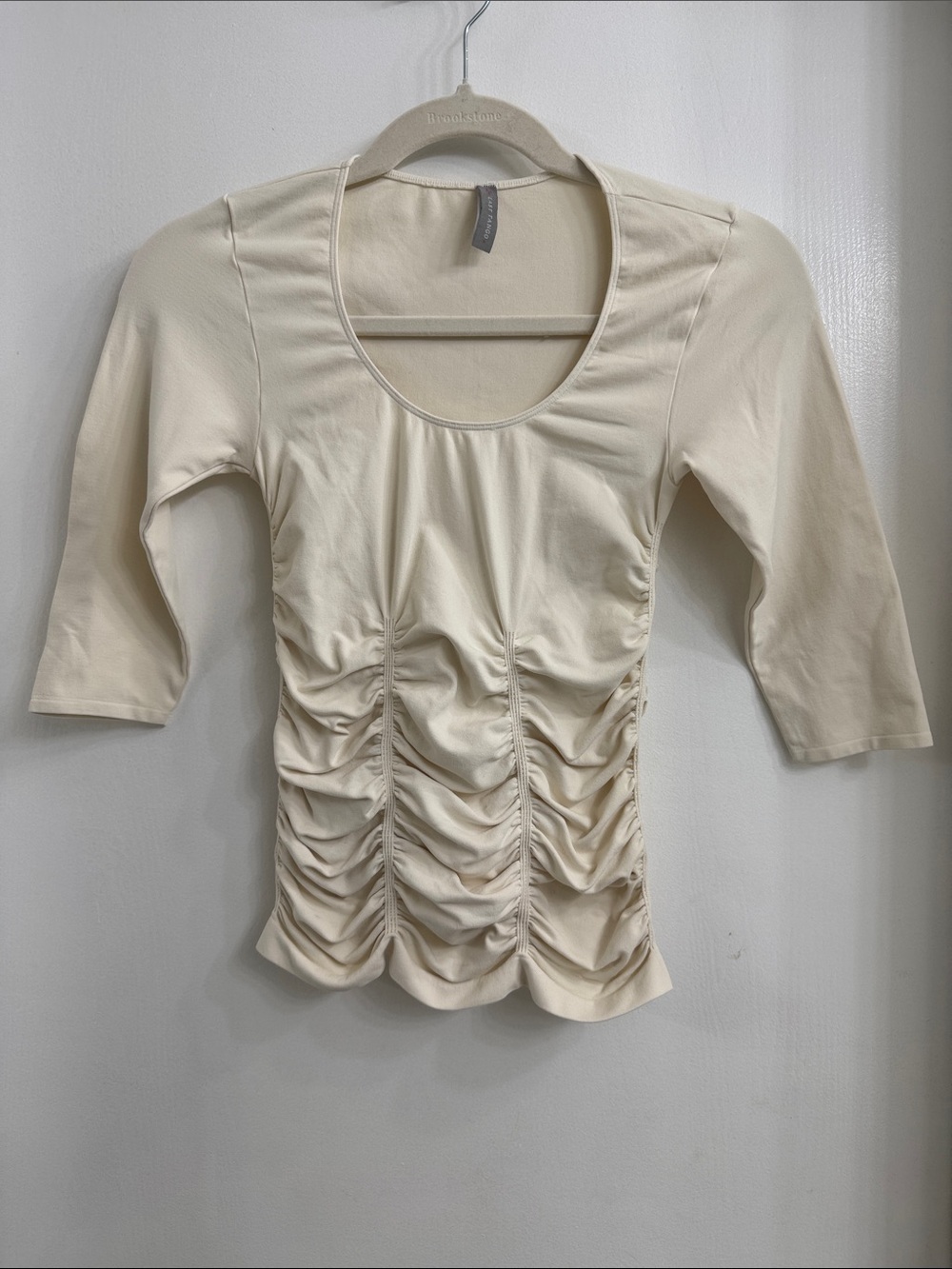 Last Tango 3 Panel Ruched 3/4 Sleeve Scoop Neck Top